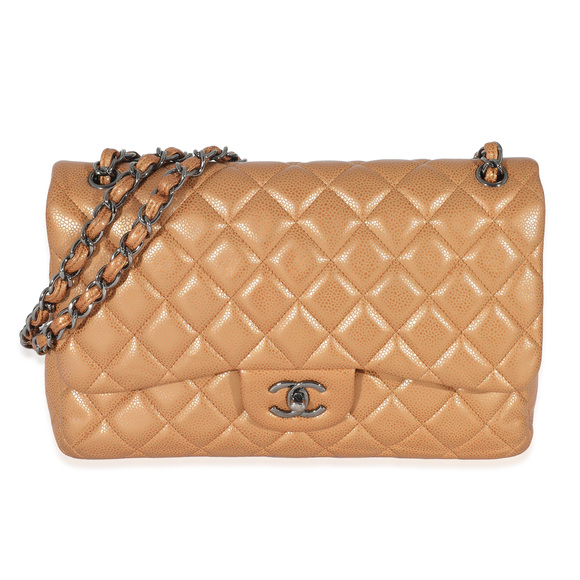 Chanel Handbags - Chanel Gold Metallic Caviar Jumbo Double Flap Handbag